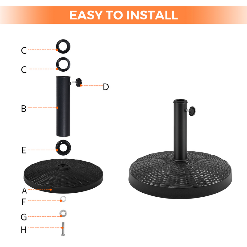 Yaheetech 31lb 18’’ Outdoor Patio Heavy Duty Market Umbrella Base