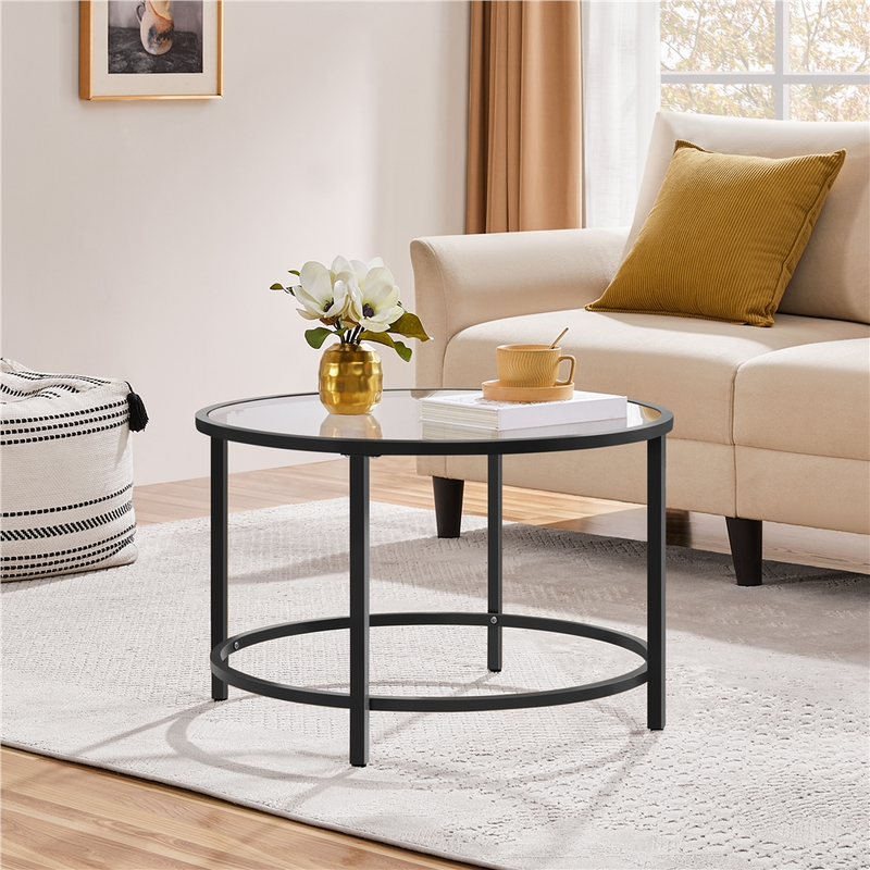 Yaheetech Round Glass Coffee Table