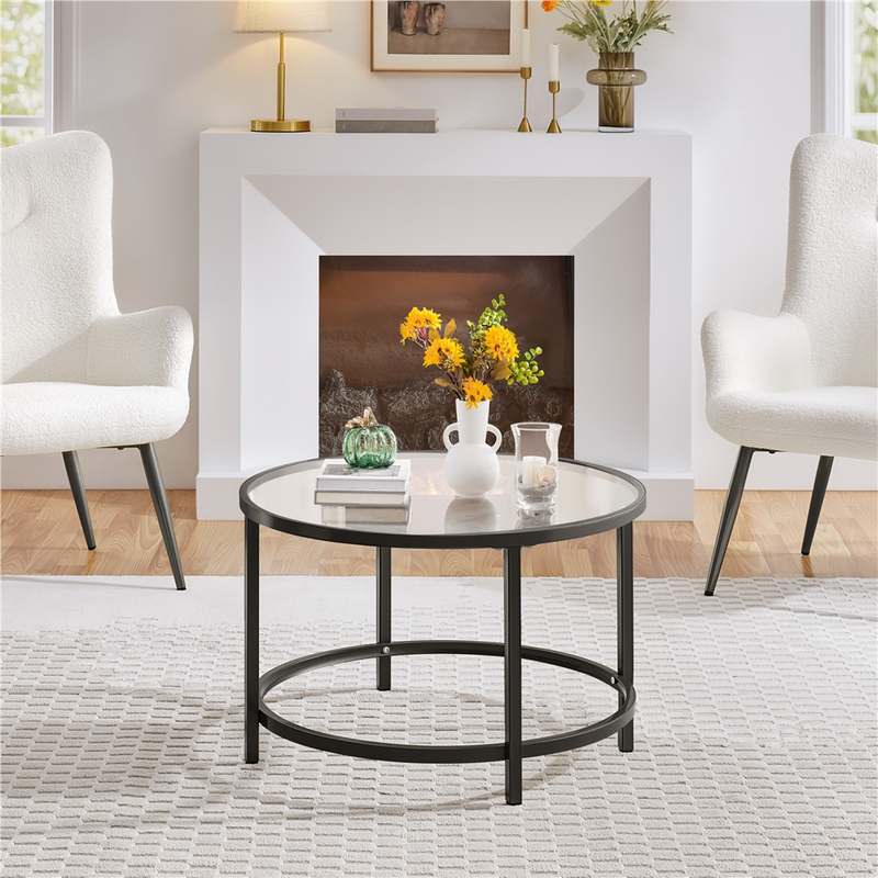 Yaheetech Round Glass Coffee Table