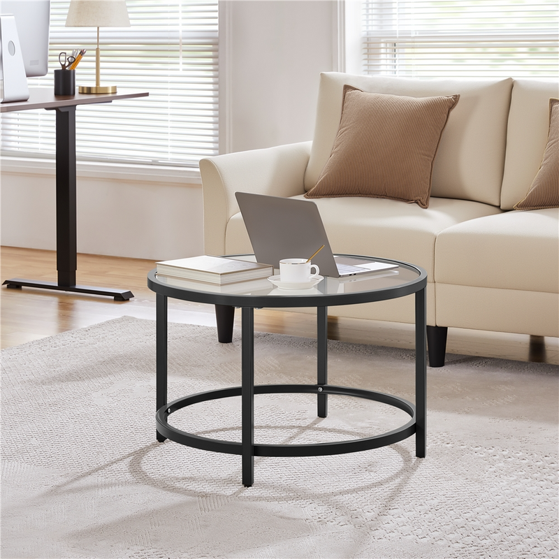 Yaheetech Round Glass Coffee Table