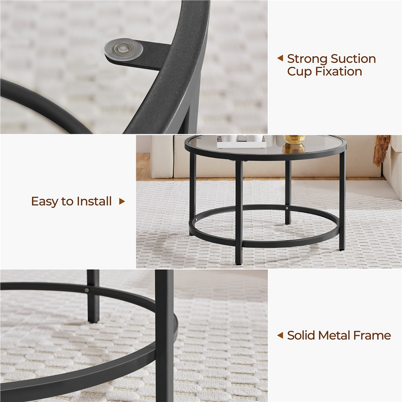 Yaheetech Round Glass Coffee Table