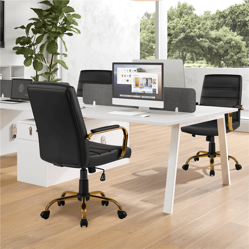 Yaheetech Office Desk Chair Mid-Back Adjustable PU Leather Executive Chair