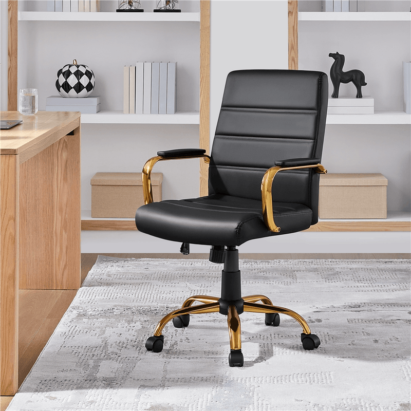 Yaheetech Office Desk Chair Mid-Back Adjustable PU Leather Executive Chair