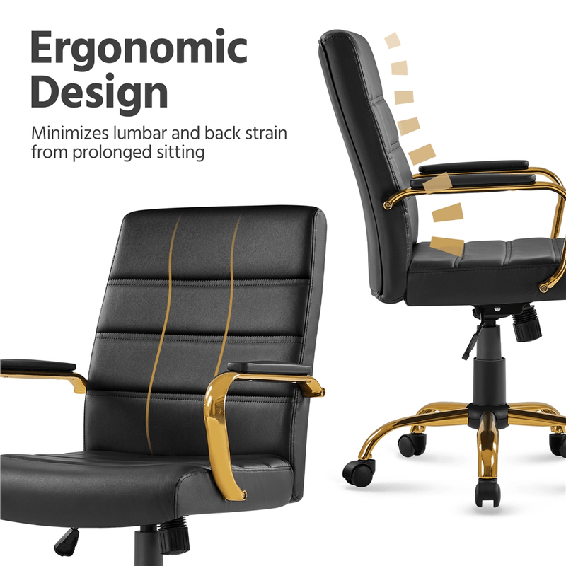 Yaheetech Office Desk Chair Mid-Back Adjustable PU Leather Executive Chair