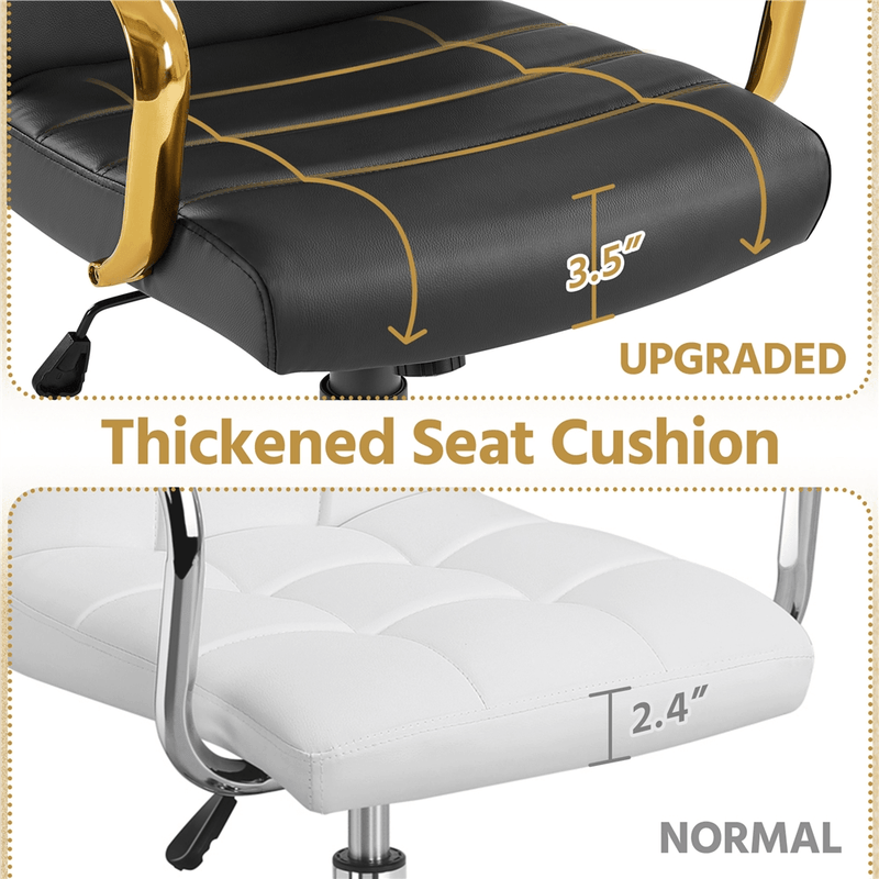 Yaheetech Office Desk Chair Mid-Back Adjustable PU Leather Executive Chair