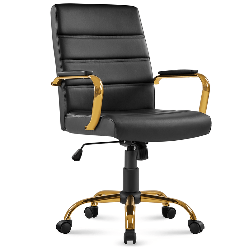 Yaheetech Office Desk Chair Mid-Back Adjustable PU Leather Executive Chair