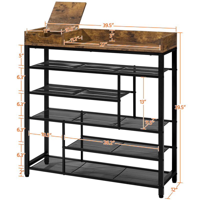 Yaheetech Modern Industrial 6-Layer Shoe Rack