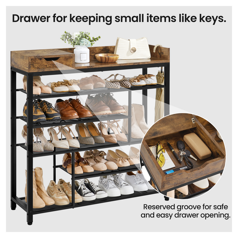 Yaheetech Modern Industrial 6-Layer Shoe Rack