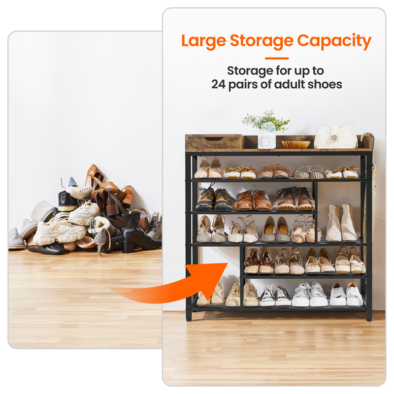 Yaheetech Modern Industrial 6-Layer Shoe Rack