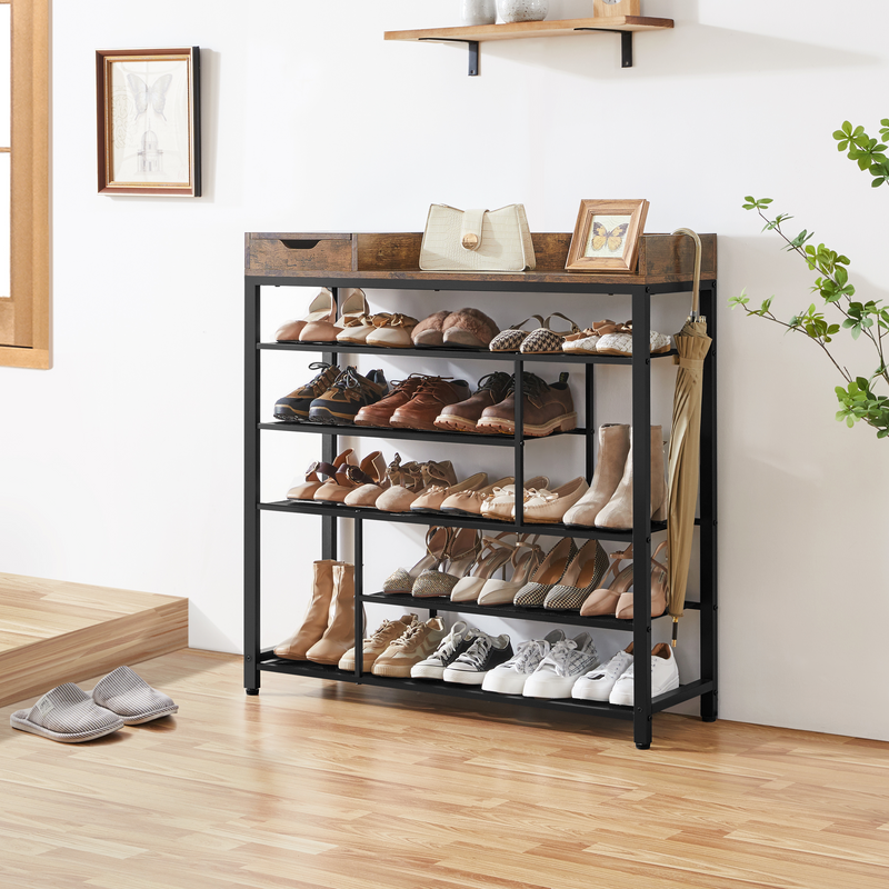 Yaheetech Modern Industrial 6-Layer Shoe Rack