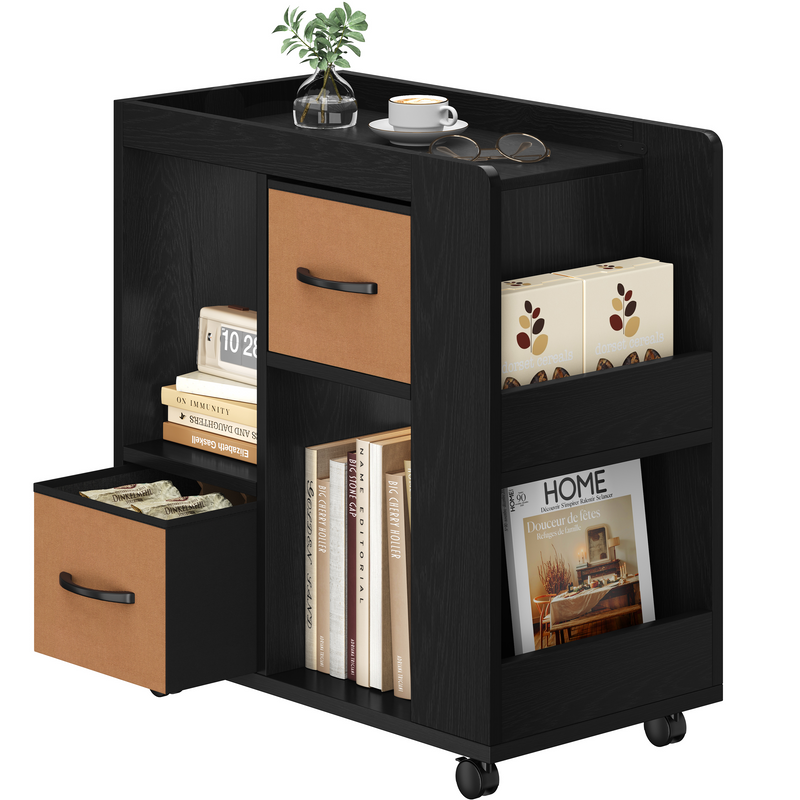 Yaheetech Modern Side Table with Wheels