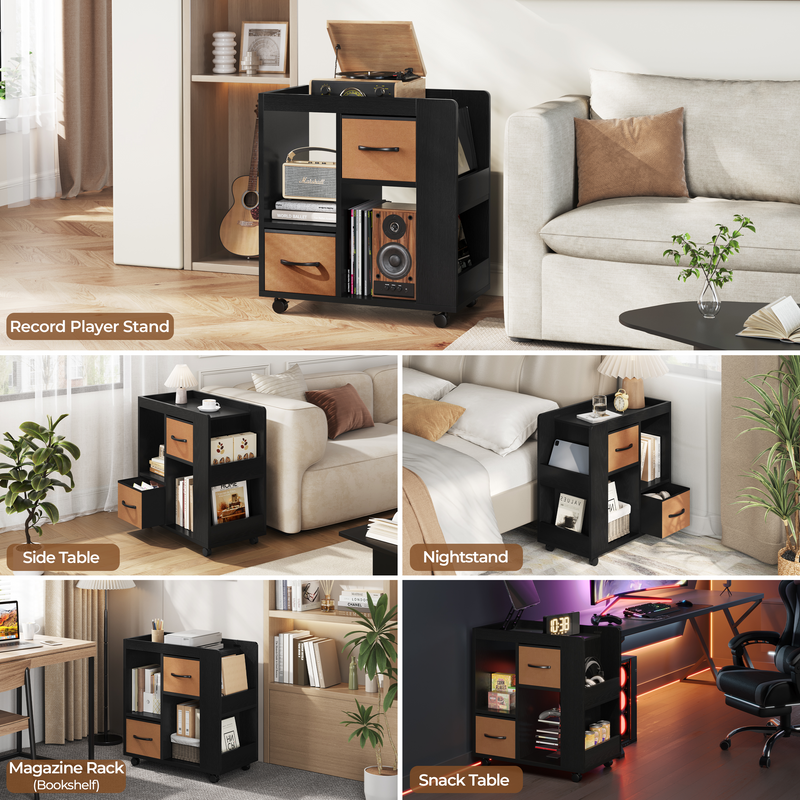 Yaheetech Modern Side Table with Wheels