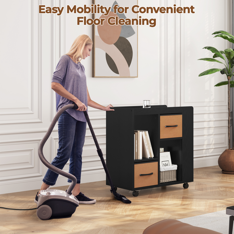 Yaheetech Modern Side Table with Wheels