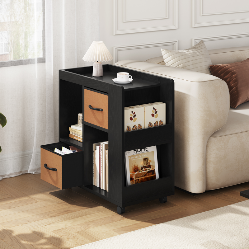 Yaheetech Modern Side Table with Wheels