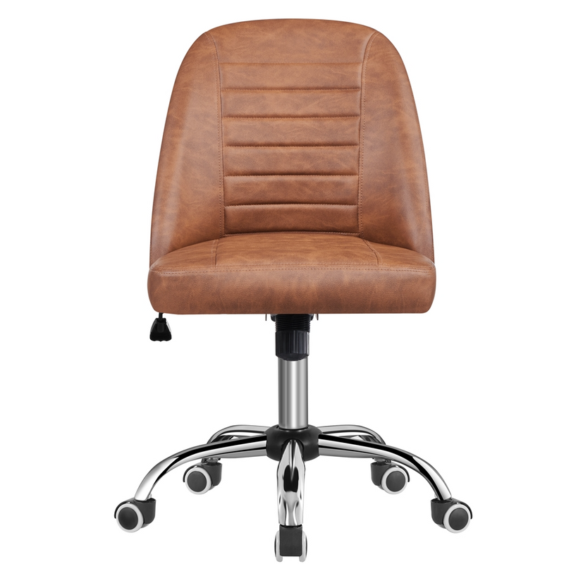 Yaheetech Mid Back PU Leather Armless Desk Office Chair
