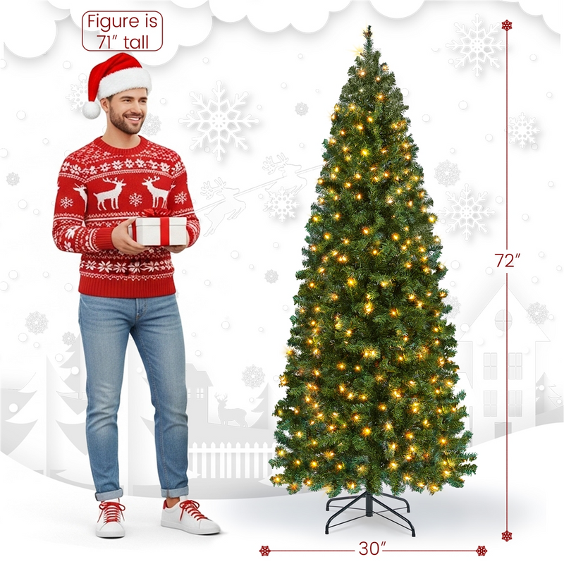 Yaheetech 6FT Pre-lit Pencil Artificial Christmas Tree