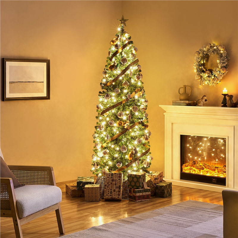 Yaheetech 6FT Pre-lit Pencil Artificial Christmas Tree