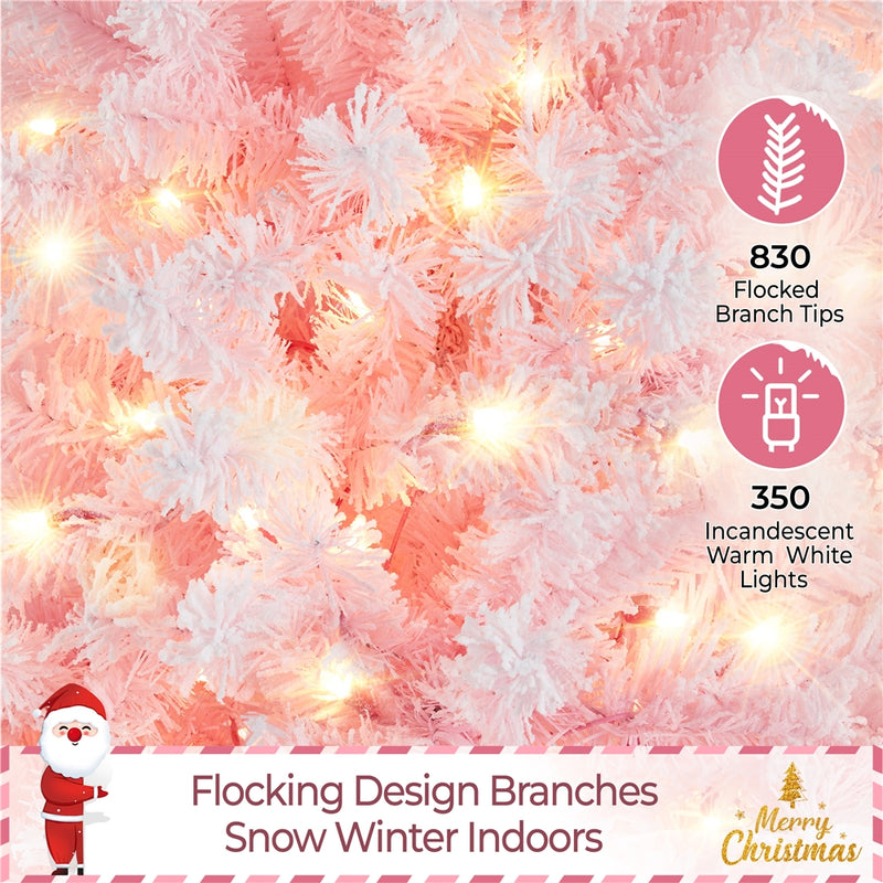 Yaheetech 7.5FT Pre-lit Flocked Pencil Artificial Christmas Tree