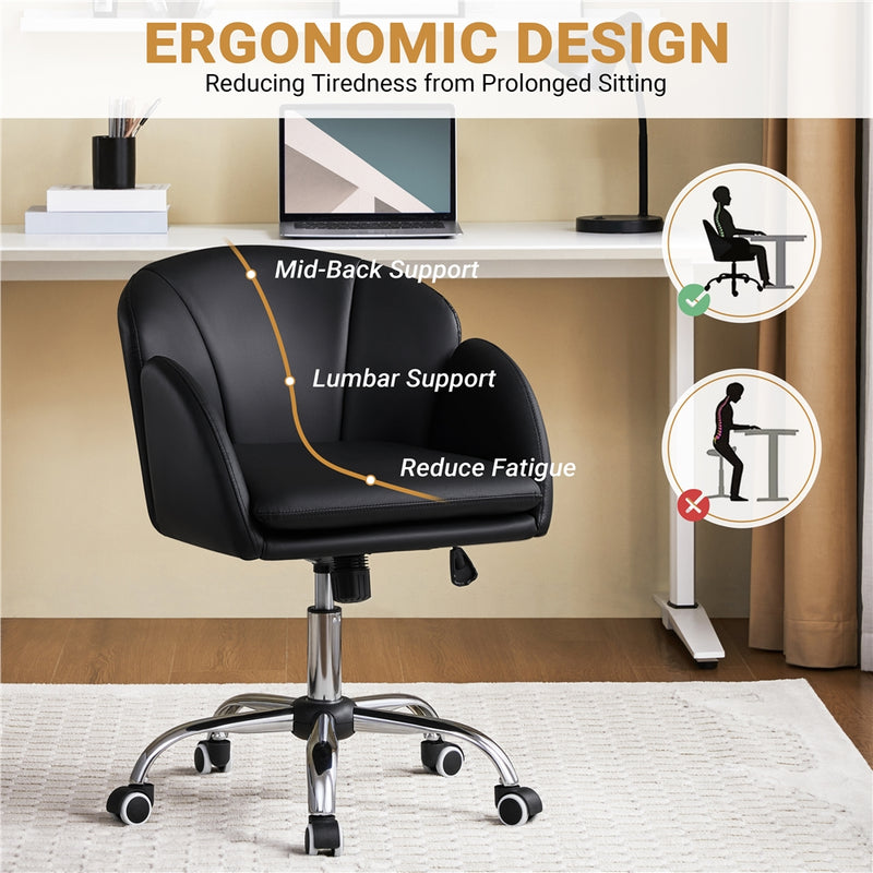 Yaheetech Faux Leather Flower-Shaped Accent Office Chair