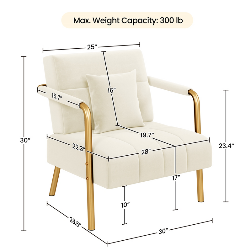 Yaheetech 30″ W Velvet Accent Armchair