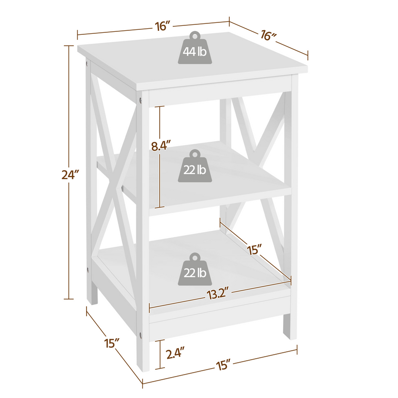 Yaheetech Wooden 3-Tier Sofa Side Table