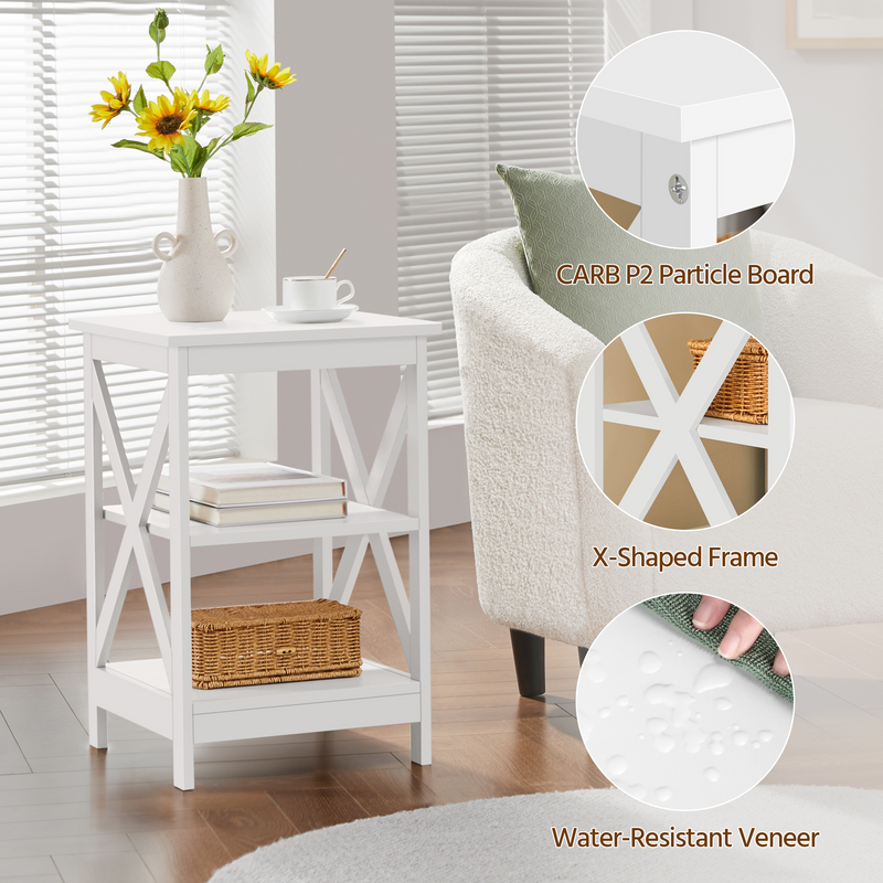 Yaheetech Wooden 3-Tier Sofa Side Table