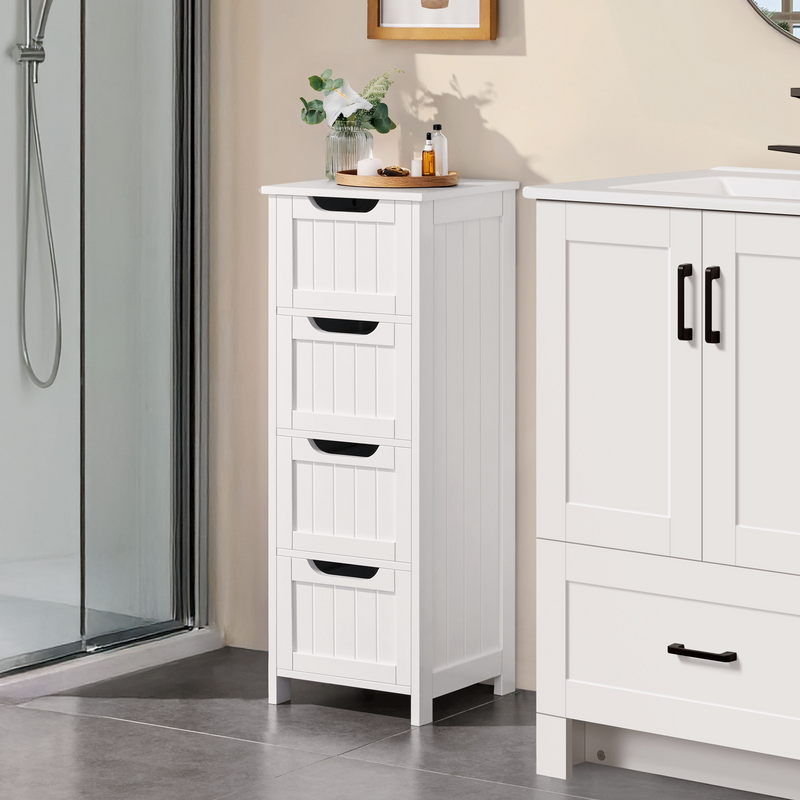 Yaheetech Slim Bathroom Floor  Wooden Side Storage Free-Standing Cabinet