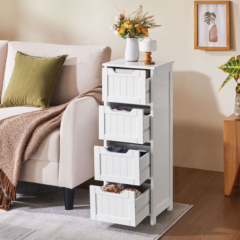 Yaheetech Slim Bathroom Floor  Wooden Side Storage Free-Standing Cabinet