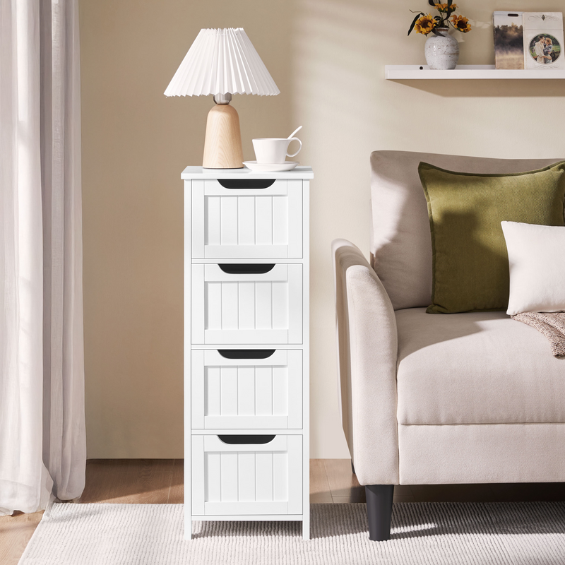 Yaheetech Slim Bathroom Floor  Wooden Side Storage Free-Standing Cabinet