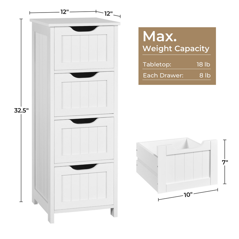Yaheetech Slim Bathroom Floor  Wooden Side Storage Free-Standing Cabinet