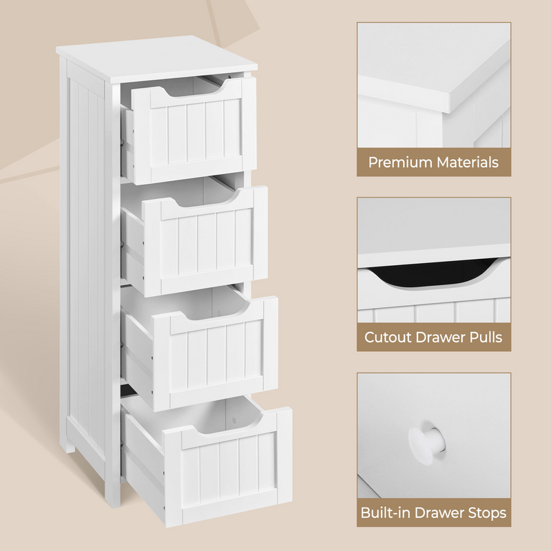 Yaheetech Slim Bathroom Floor  Wooden Side Storage Free-Standing Cabinet