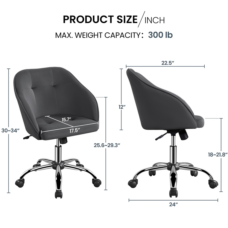 Yaheetech Adjustable Velvet Modern Desk Chair