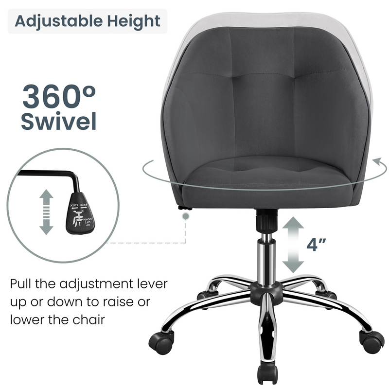 Yaheetech Adjustable Velvet Modern Desk Chair