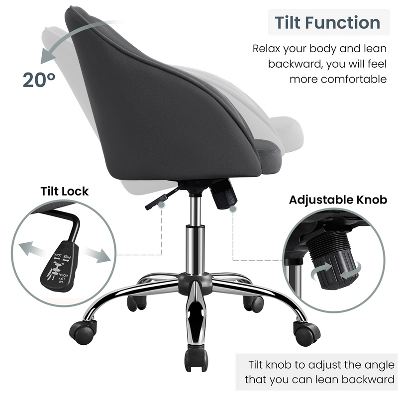 Yaheetech Adjustable Velvet Modern Desk Chair
