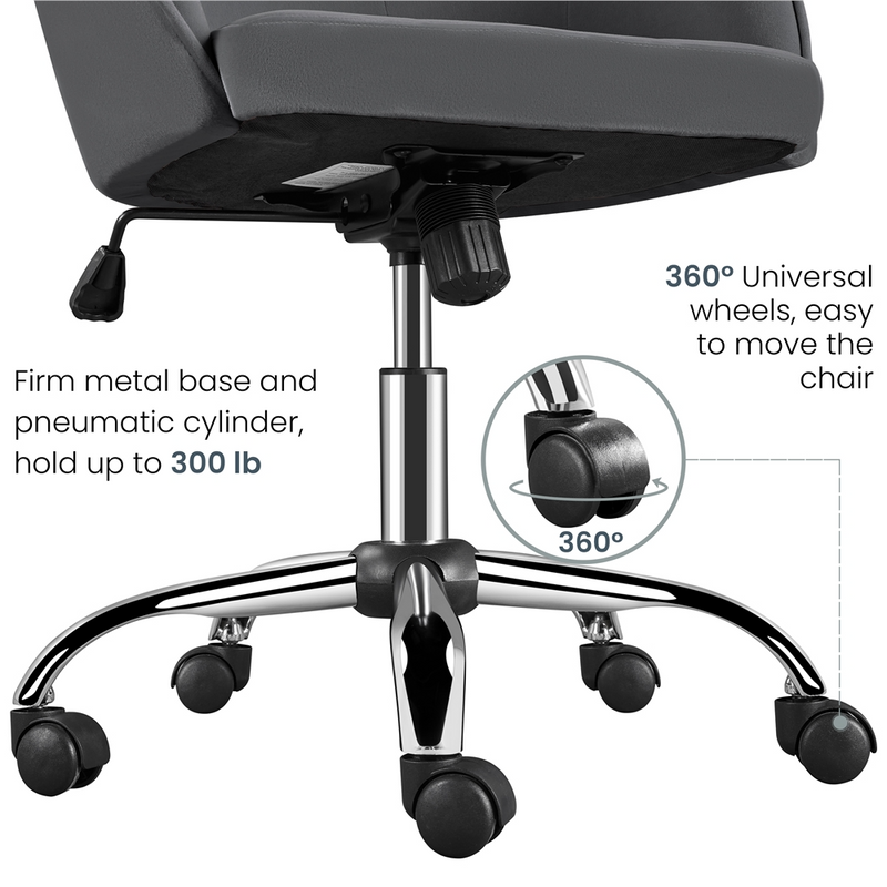 Yaheetech Adjustable Velvet Modern Desk Chair