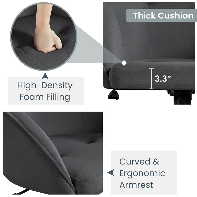 Yaheetech Adjustable Velvet Modern Desk Chair