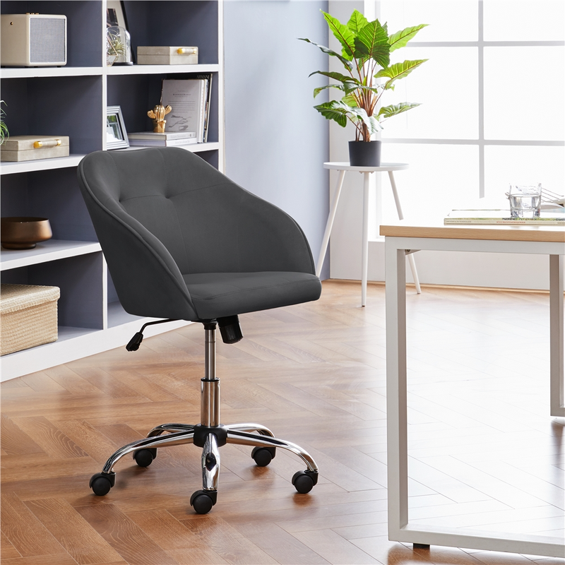 Yaheetech Adjustable Velvet Modern Desk Chair