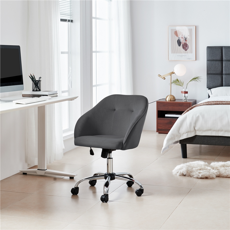 Yaheetech Adjustable Velvet Modern Desk Chair