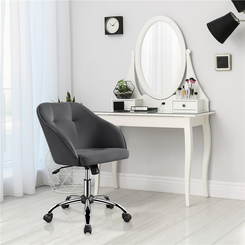Yaheetech Adjustable Velvet Modern Desk Chair