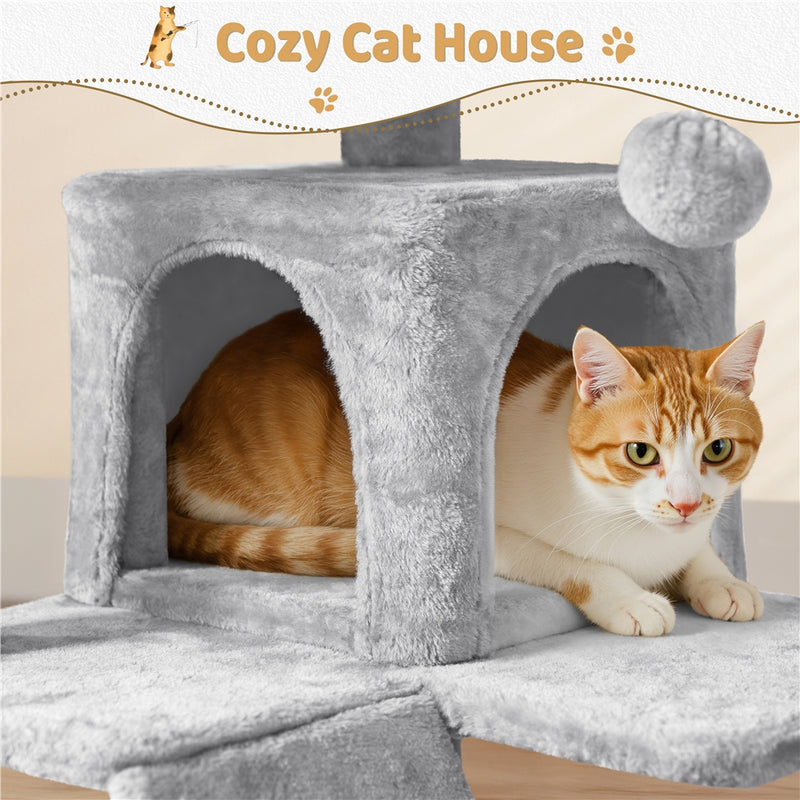 Yaheetech 62.5″ H Cat Tree w/ 2 Condos