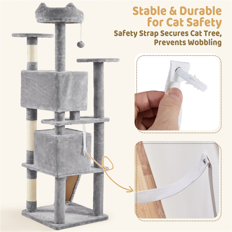 Yaheetech 62.5″ H Cat Tree w/ 2 Condos