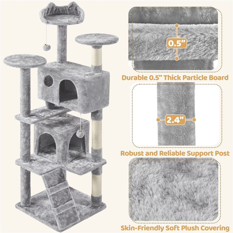Yaheetech 62.5″ H Cat Tree w/ 2 Condos