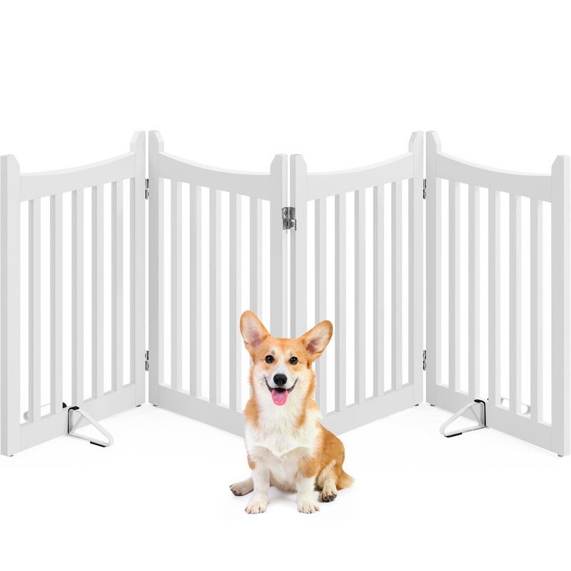 Yaheetech Freestanding Wooden Four-Panel Pet Puppy Fence