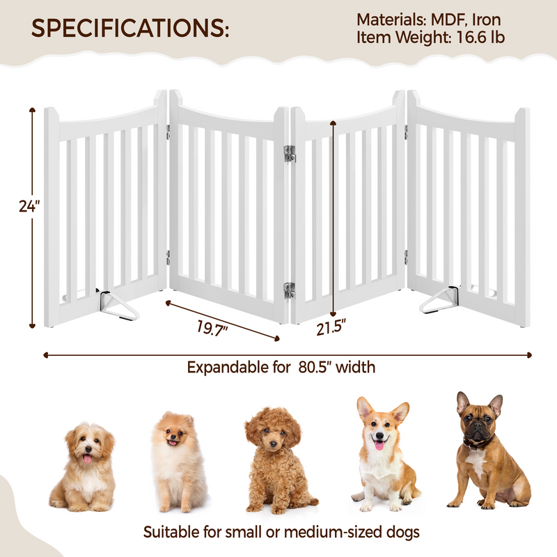Yaheetech Freestanding Wooden Four-Panel Pet Puppy Fence