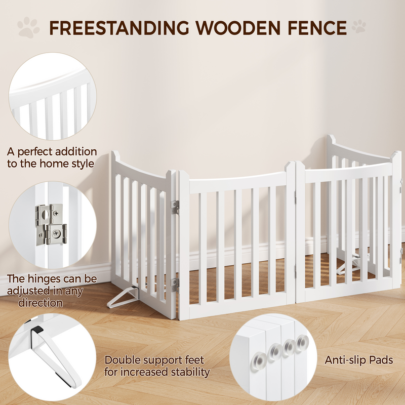 Yaheetech Freestanding Wooden Four-Panel Pet Puppy Fence
