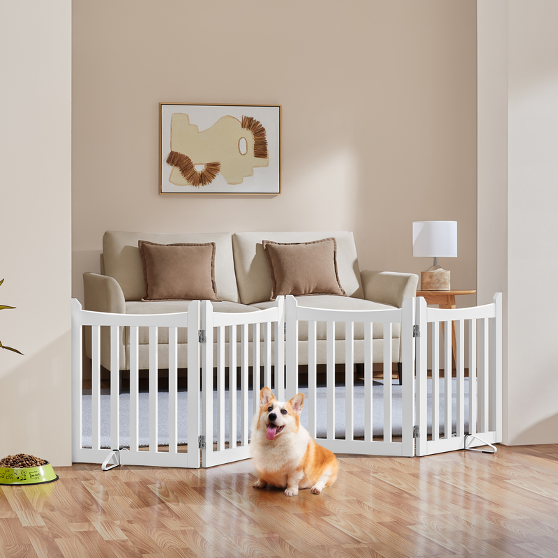 Yaheetech Freestanding Wooden Four-Panel Pet Puppy Fence