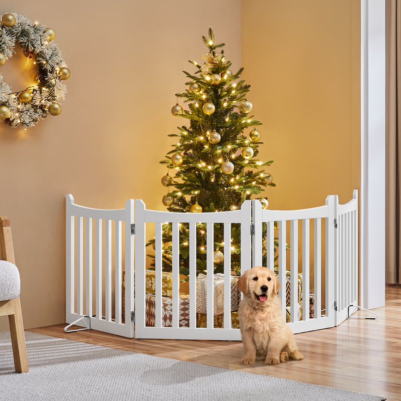 Yaheetech Freestanding Wooden Four-Panel Pet Puppy Fence