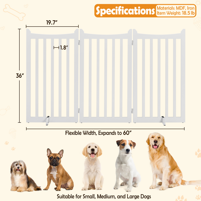 Yaheetech 36″  Freestanding Tall Wooden Pet Gate