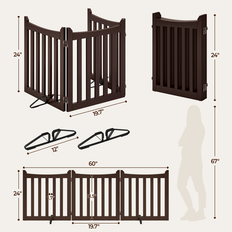 Yaheetech 24″ Tall Wooden Three-Panel Pet Puppy Fence/Gate