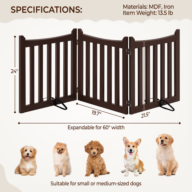 Yaheetech 24″ Tall Wooden Three-Panel Pet Puppy Fence/Gate
